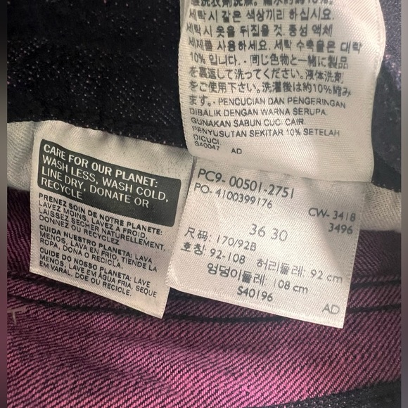 Levi’s 501 Purple Dark Wash Straight Denim 100% Cotton Jeans 33 x 28 - Picture 12 of 13